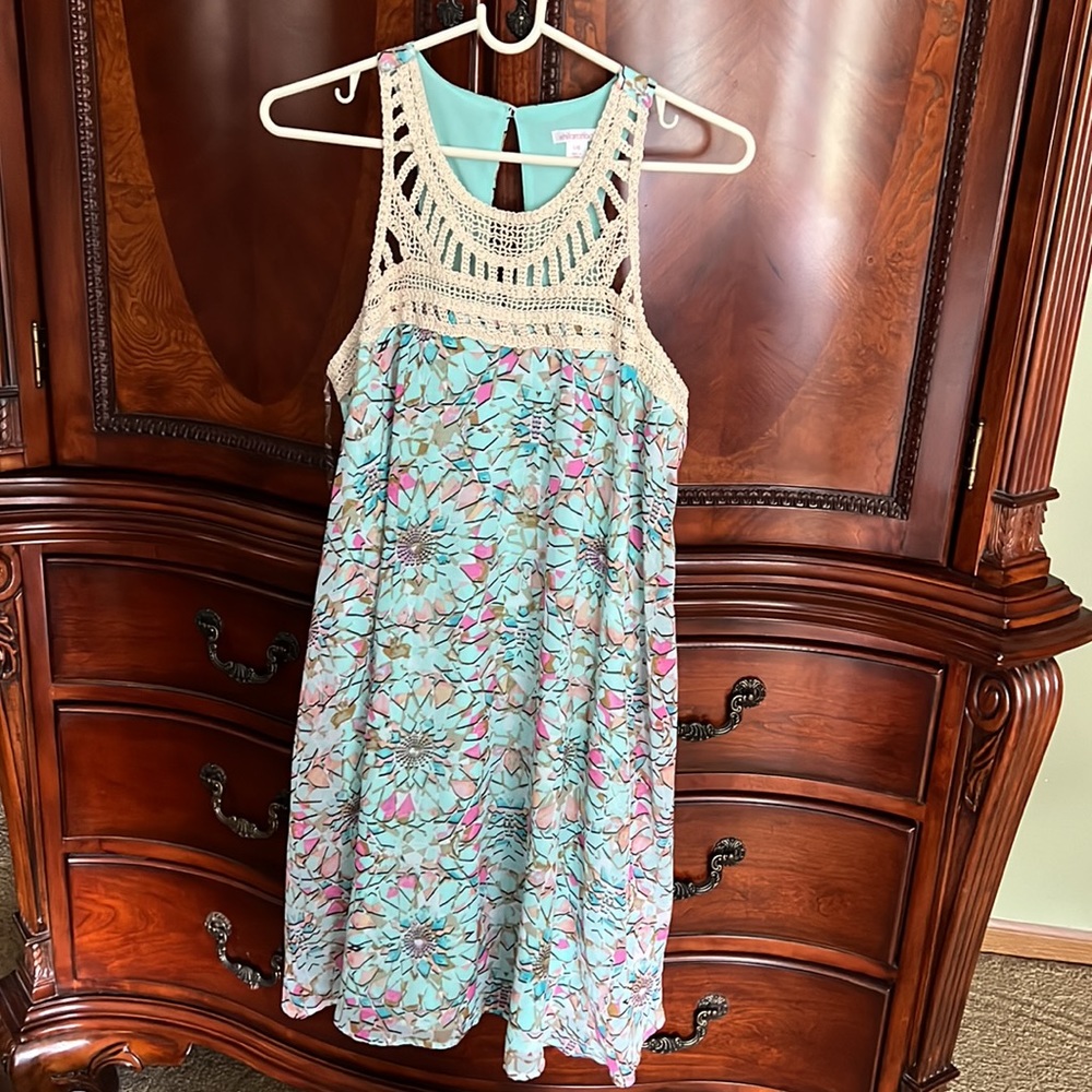 Xhilaration Multicolored Crochet-Neck Tank Dress